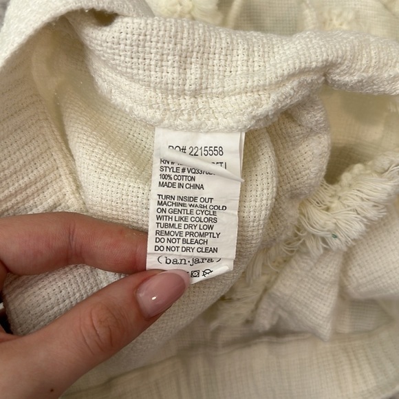 Ban-Jara Cotton Fringe Elastic Tie Off White Shorts size M - Picture 7 of 7